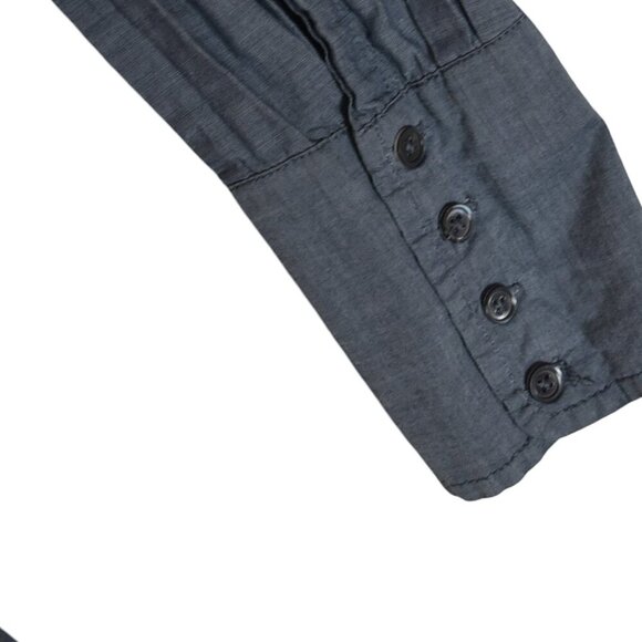 J.Crew Long Line Shirt Size XS Blue Chambray Pleated Front 100% Cotton - Picture 4 of 7